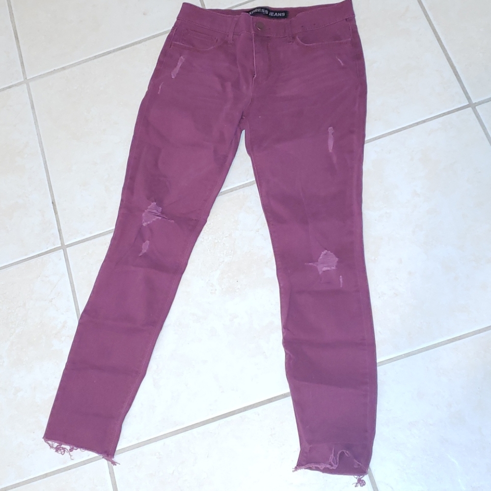Express Raw Hem Ankle Legging Jeans